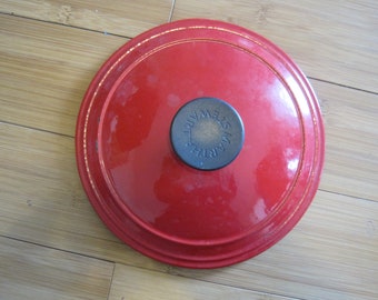 Vintage Cast Iron LID Marked "Martha Stewart" Flame Orange  Enamel Pot LID 8 3/8”