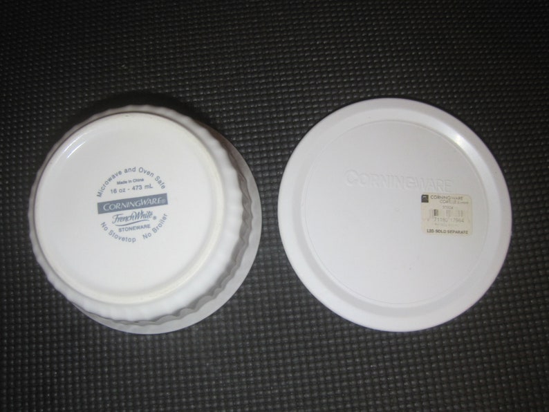 Corning Ware French White Stoneware 16 Oz Casserole Ramekin 5.5 With