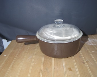 Vintage Yellow/Orange Le Creuset # 20 Enameled Cast Iron Casserole Dish