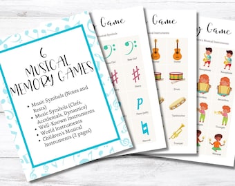 Music Matching Game, Musical Instruments and Symbols (Digital Download)