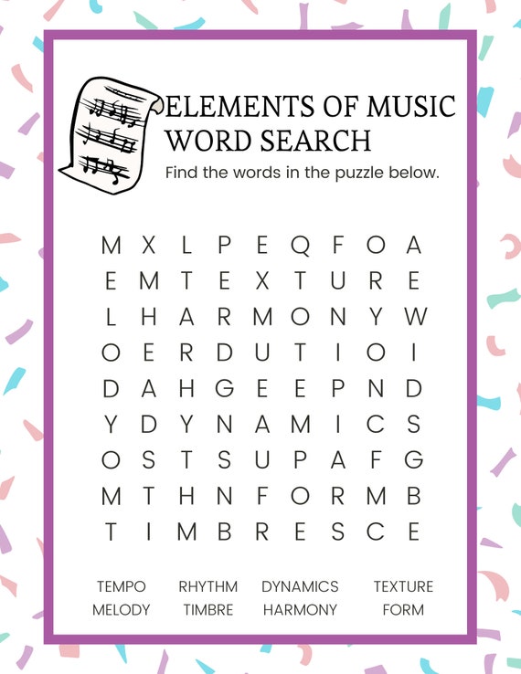 printable music word search instant download pdfs word etsy