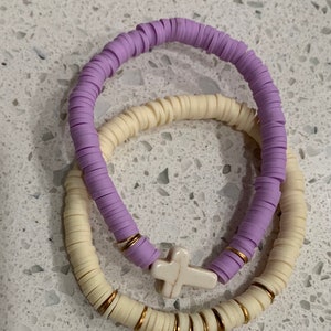 Beaded bracelets | Cross bracelet | Stackable bracelets | Heishi bracelets