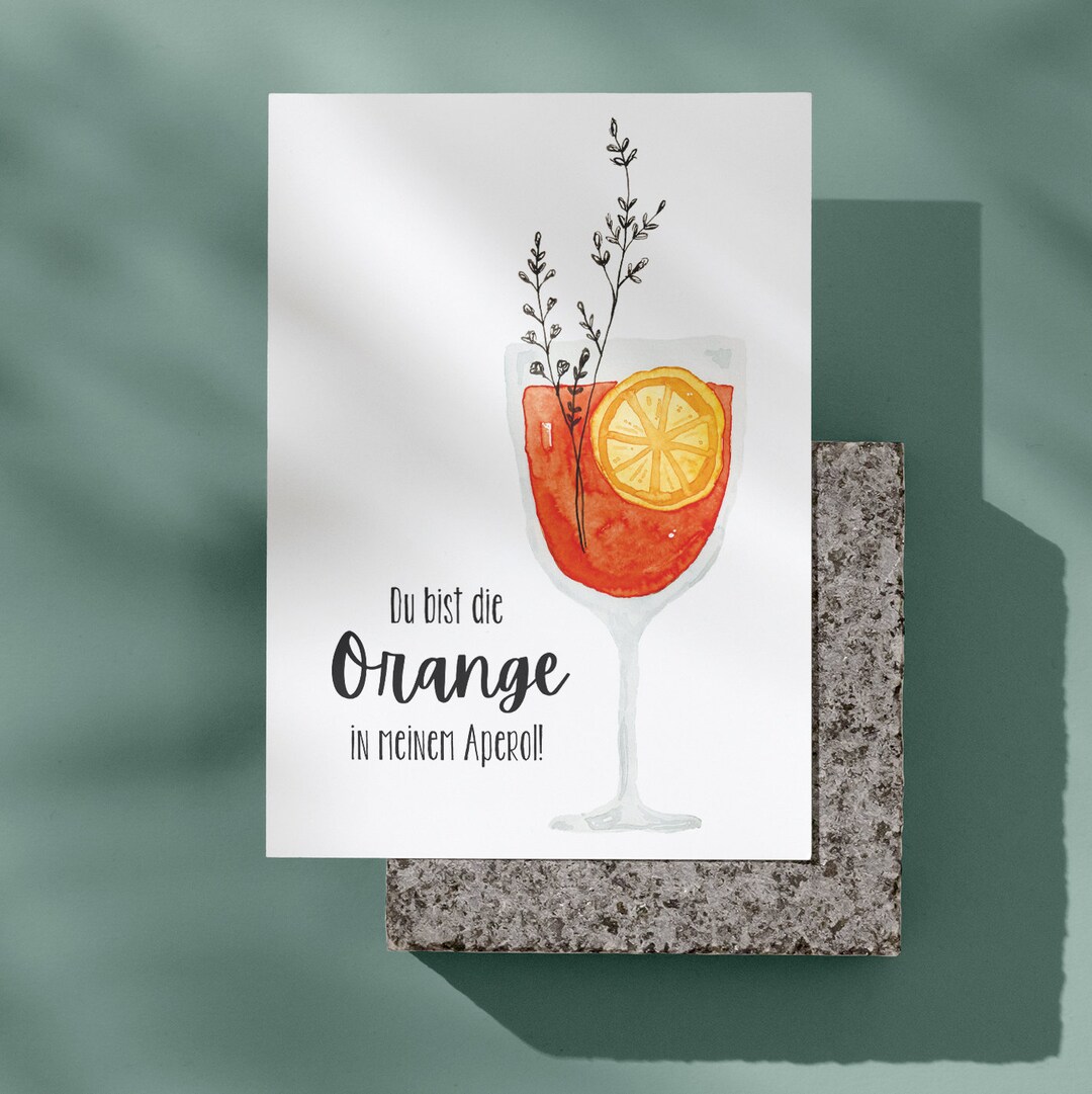 Grußkarte Du bist die Orange in meinem Aperol Postkarte Etsy.de
