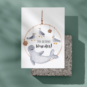 Grußkarte - Moin, du kleines Wunder! | Postkarte | Illustration | Geburt | Baby