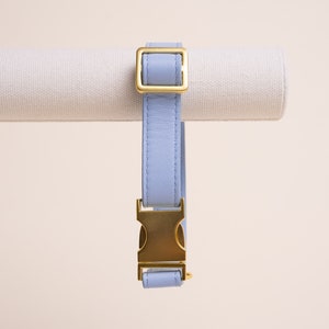 The Original Collar Cloud Blue genuine leather dog/cat collar with quick release metal buckle image 1