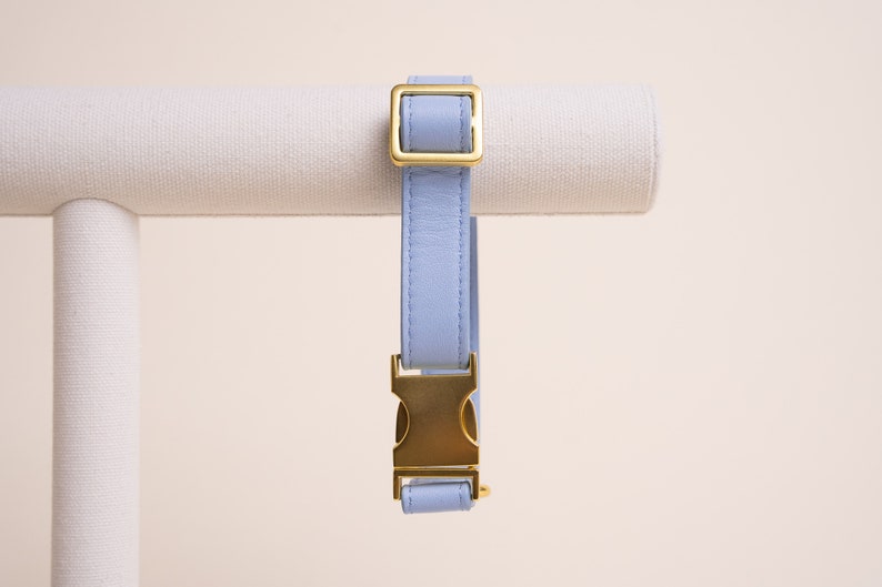 The Original Collar Cloud Blue genuine leather dog/cat collar with quick release metal buckle image 1