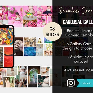Instagram Seamless Carousel Template, Canva Carousel Template, Instagram Puzzle, Gallery Slides - 30+ Slides
