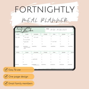 Fortnightly Digital Meal Planner - Goodnotes - Meal Planner - Digital Planner - Food Plan - Meal Plan