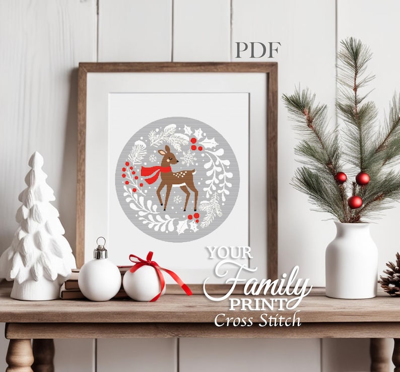 Winter Christmas Deer Cross Stitch Pattern (PDF Download) - Etsy