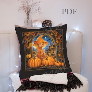 Cross Stitch Pattern Charming Witch PDF Halloween Full Coverage Autumn Stitch Pattern PDF  Instant Download  Cross Stitch PDF Cross Stitch
