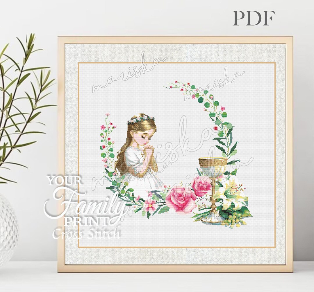 First Holy Communion, Cross Stitch Pattern, Modern Cross Stitch Pattern ...