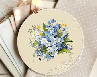 Forget-me-not Cross Stitch Patterns  Bouquet Cross Stitch Patterns  Flowers Cross Stitch Pattern  Summer Cross Stitch Pattern  Gift for Her