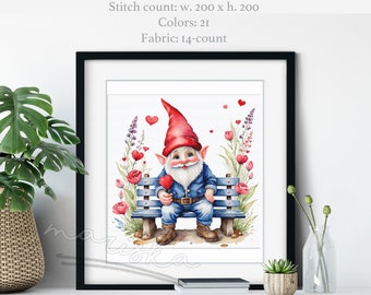Cross Stitch Pattern PDF, Valentine's Day Cross Stitch, Instant Download, Love Cross Stitch, Heart Cross Stitch, adorable Cross Stitch, gift