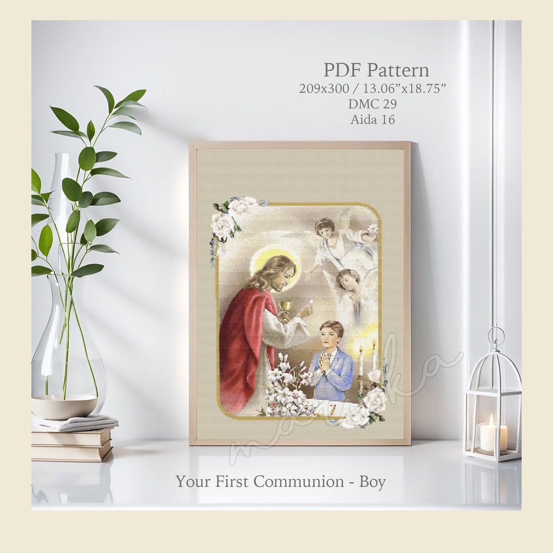 First Holy Communion, Cross Stitch Pattern, Modern Cross Stitch Pattern ...