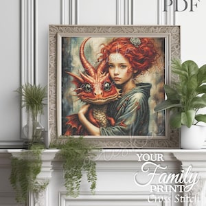 Patrón de punto de cruz Dragon Love: Fantasía gótica PDF (Descarga instantánea, compatible con Pattern Keeper)