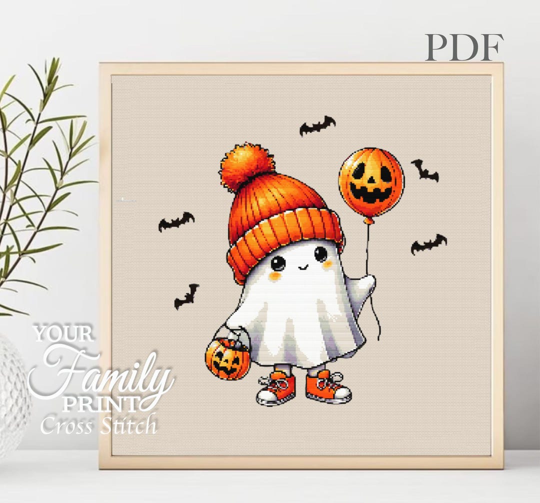 Cross Stitch Pattern Toodler Ghost Halloween PDF Nursery Full Coverage ...