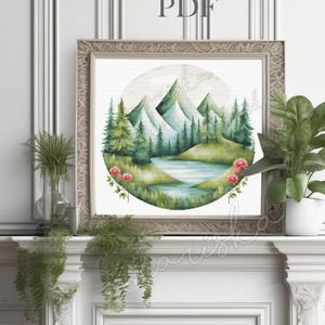 Canadian Mountains Cross Stitch Pattern: Wild Landscape (PDF Pattern)