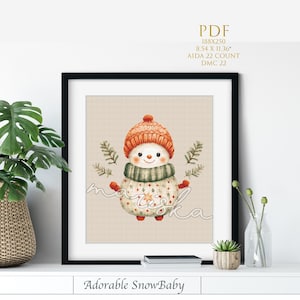 Cross Stitch Pattern Adorable Snow baby PDF Christmas Full Coverage Adorable Christmas Gift Stitch Pattern PDF Instant Download Cross Stitch