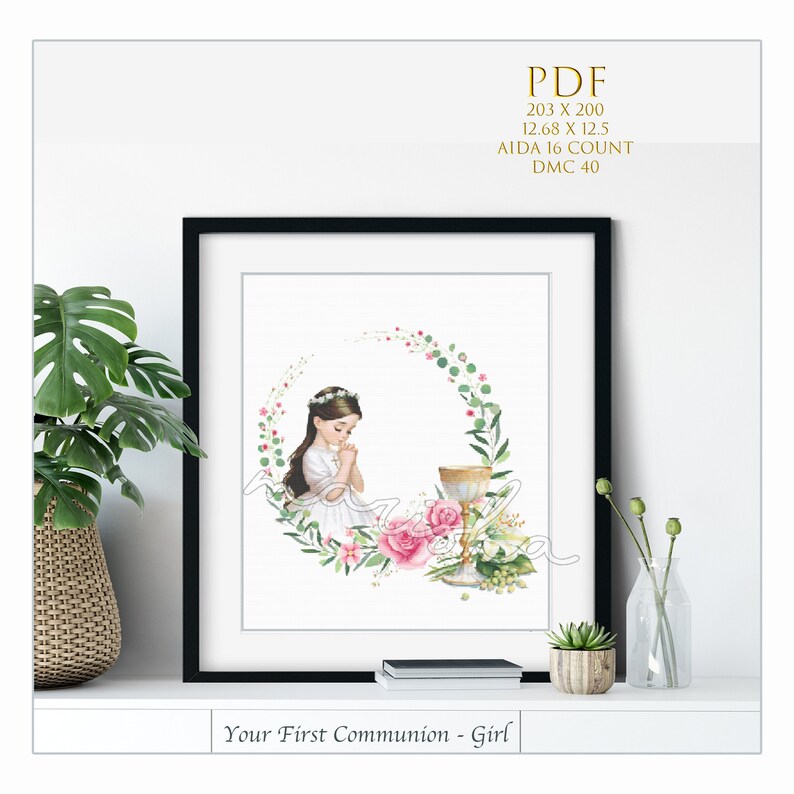 First Holy Communion, Cross Stitch Pattern, Modern Cross Stitch Pattern ...