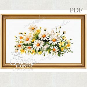 Patrón de punto de cruz &quot;Daisy&quot;: Diseño floral de cobertura completa (Descarga PDF, compatible con Pattern Keeper)