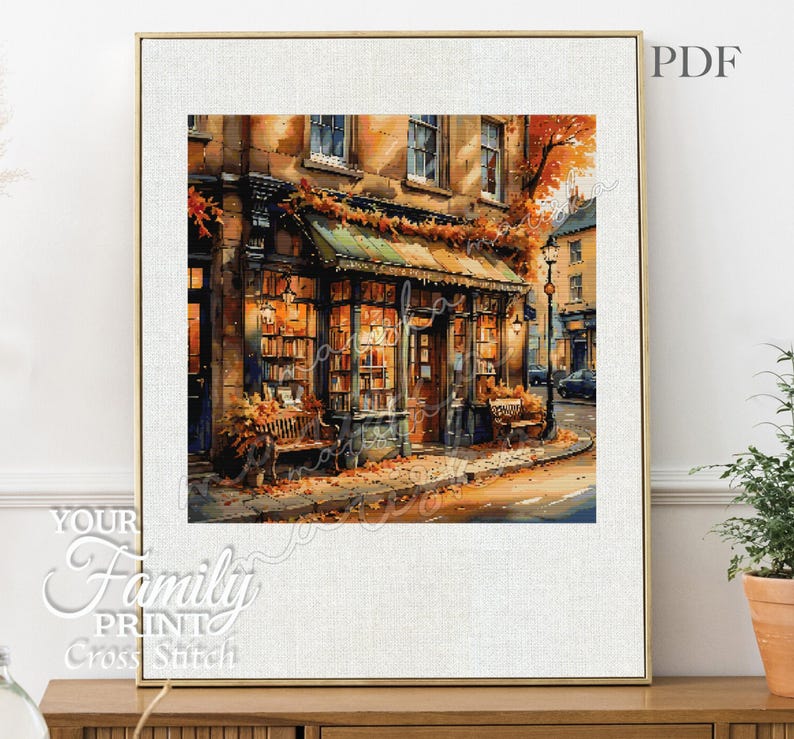 Bookshop Cross Stitch Pattern: Cobalt Street, Full Coverage (PDF ...