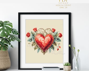 Cross Stitch Pattern PDF Mother's Day Hearth Cross Stitch Instant Download Love Cross Stitch Heart Cross Stitch Cross Stitch gift for her