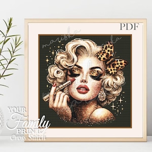 Cross Stitch Pattern Make Up Girl PDF Fashion Girl Coverage Adorable Fashion girls PDF Instant Download Cross Stitch Gift for her