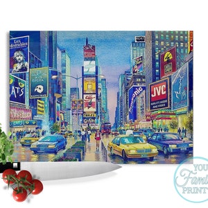 Stained Glass, Rectangular Glass Cutting Board, City Scape Chopping Board,Aesthetic Kitchen Decor, Gift for her, Housewarming Gift, Gift