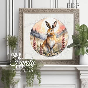 Cross Stitch Pattern Beautiful Hare animal PDF full coverage cross stitch pattern Hare PDF  cross stitch pattern Hare, wild animals PDF