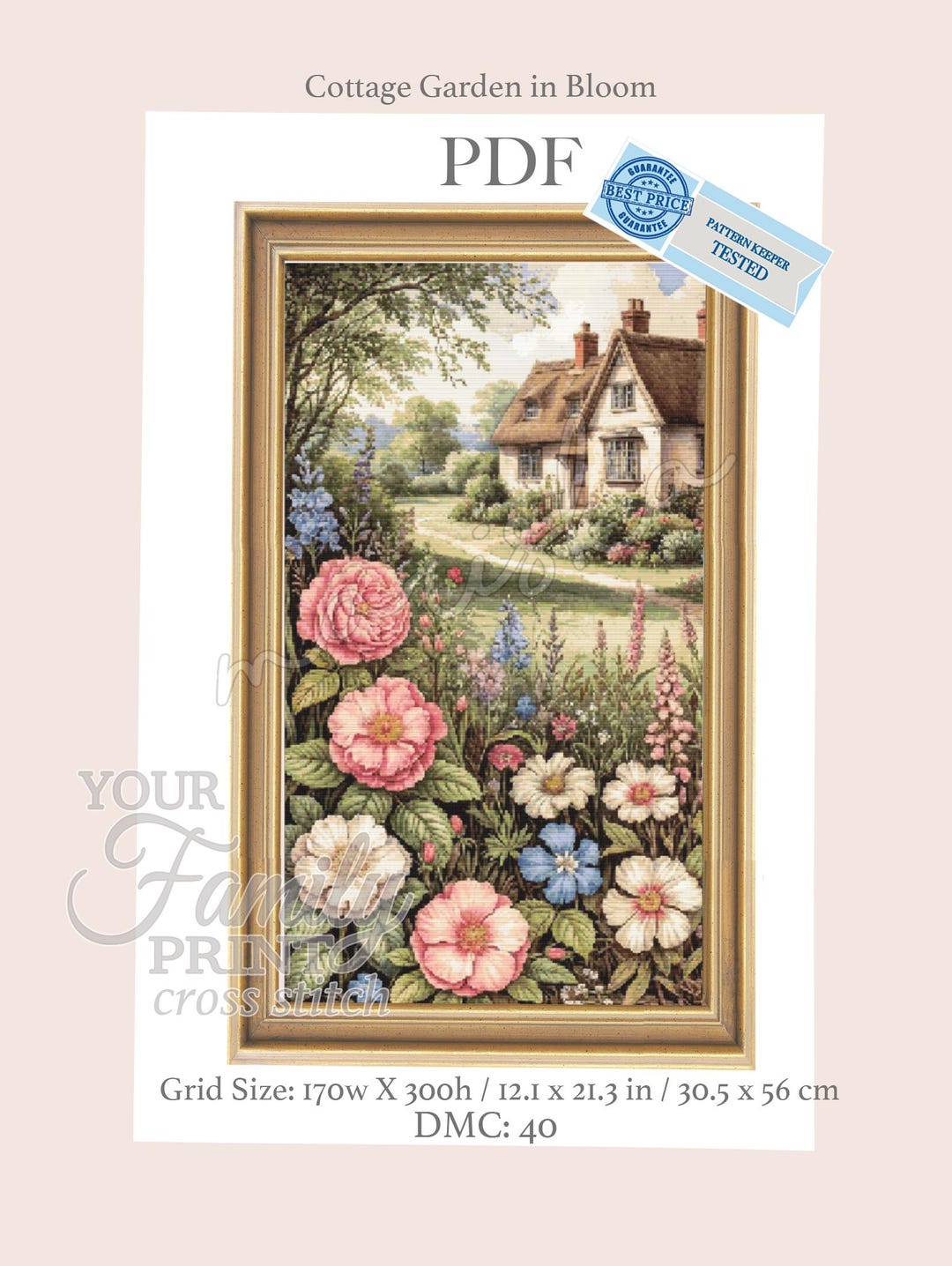 Cottage Garden in Bloom Roses Cross Stitch Pattern |victorian Style ...