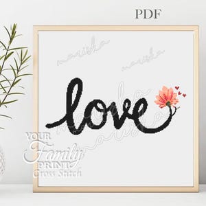 Cross Stitch Pattern LOVE calligraphy  PDF Love Full Coverage embroidery PDF Instant Download Cross Stitch Gift for her On The Farm
