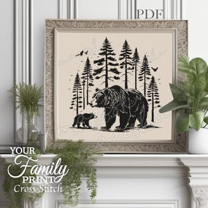 Bear Silhouette Cross Stitch Pattern: Animals, Nature (PDF Pattern)
