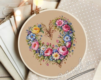 Cross Stitch Pattern PDF Mother&#39;s Day Hearth Cross Stitch Instant Download Love Cross Stitch Heart Cross Stitch Cross Stitch gift for her