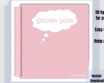 Digital sticker book, organizer for stickers, pink cute digital, blank digital book, goodnotes and pdf files, precroped stickers keeper