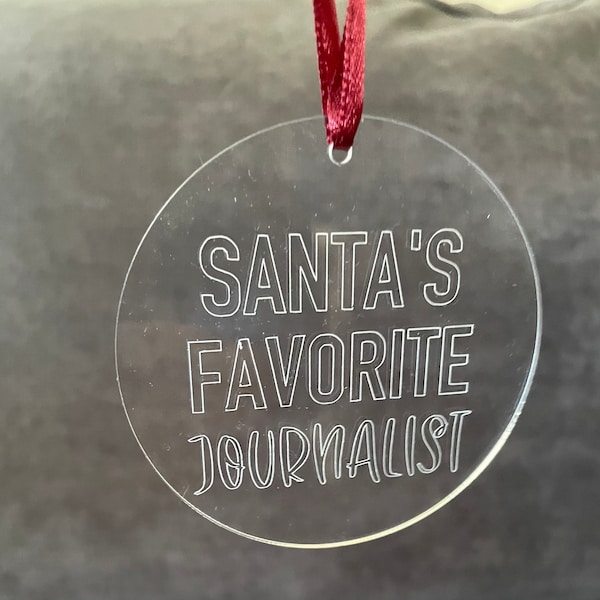 Personalized Engraved Ornament - Santa's Favorite Journalist
