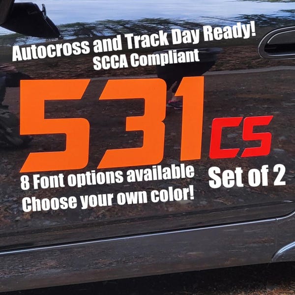 Custom Color Magnetic Racing Numbers 2x (+Class Letters) 8-10"