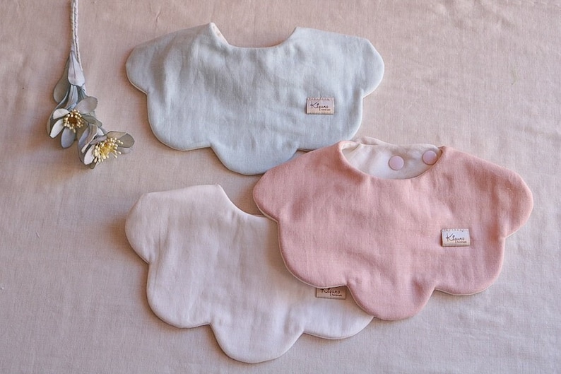 Scalloped Bib, New Baby Gift, Dribble Bibs for Toddlers, Pastel colours bib, Burping Bib, Collar Bib Baby, 1st Birthday Gift image 1