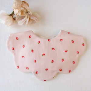 Strawberry Milk Scalloped Bib