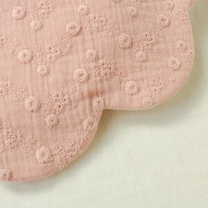 Pink embroidery scalloped Bib, New Baby Gift, Dribble Bibs for Toddlers, Pastel colours bib, Burping Bib, Collar Bib Baby, 1st Birthday Gift image 2