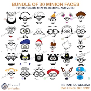 Minions svg Bundle - 30 Schnitt Dateien für Cricut & Silhouette Cameo - DXF, PNG, PDF - Instant Download