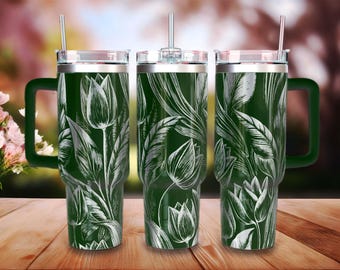 Design de adesivo para copo térmico com tulipa gravada: SVG sem emendas para copo de 40 oz (Download digital)