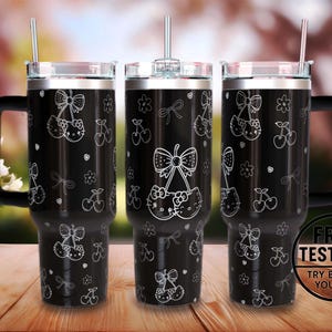 Cartoon Cat 40oz Tumbler Wrap - Little Cat Tumbler Wrap - Cherry Couple  Cat Tumbler - 40z Tumbler Wrap SVG - Valentine Day Cats Tumbler