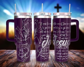 Arquivo para gravação a laser com versículo bíblico em copo térmico: Envoltório cristão de 40 oz (SVG)