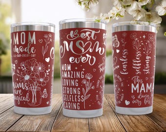 Adesivo para copo térmico de 20 oz com gravação a laser para o Dia das Mães (arquivo SVG para download digital)