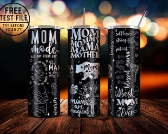 Copo térmico de 590ml (20oz) para mãe com design gravado a laser em toda a superfície (download digital em SVG)