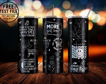 Adesivo para copo térmico de 590ml com frase de autoafirmação: Design SVG gravado a laser