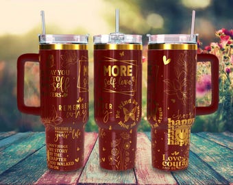 Adesivo para copo térmico de 1,18 litro (40 oz) com frases gravadas a laser em formato SVG (Download digital)