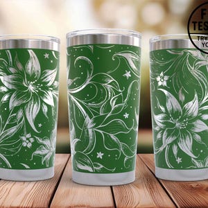 Flowers Engraved Tumbler SVG - Seamless Lilies Tumbler Design - 40oz Seamless Tumbler SVG - Lily Lover Gift