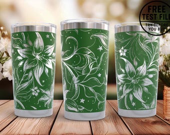 Vaso con grabado de lirios en formato SVG: Diseño floral sin costuras (descarga digital)
