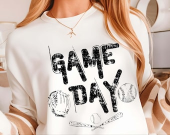 Imagem PNG de beisebol em dia de jogo com aspecto desgastado: Clipart vintage para fãs de esportes (Download digital)